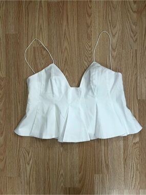 Zara White Peplum Cami with Spaghetti Straps